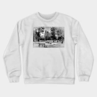 Snow Horses - Black And White Crewneck Sweatshirt